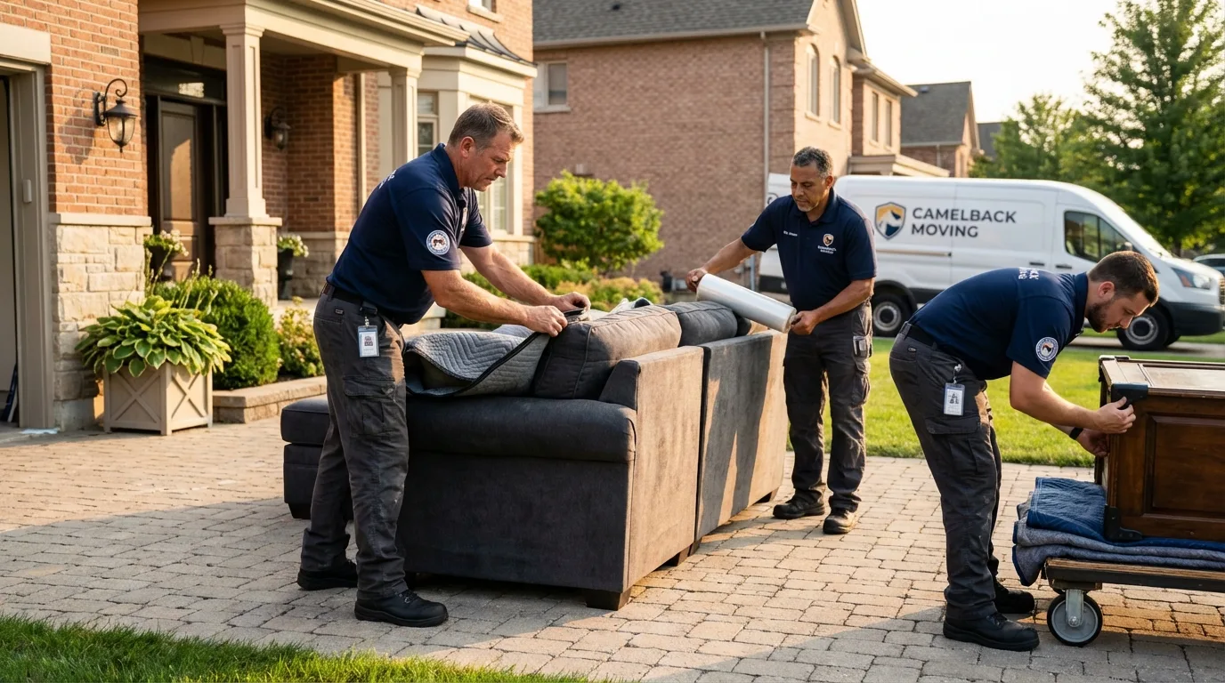 Large estate moving crew wrapping furniture in Rhinebeck, NY